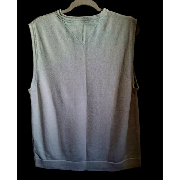 Tommy Hilfiger White Sleeveless V-Neck Sweater Vest L 100% Cotton Size L - Picture 2 of 5